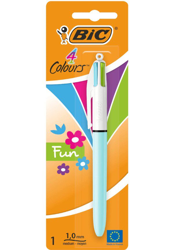 BIC 4 Colores Bolígrafo Retráctil Multicolor Punta Media 1,0 mm Escritura Suave