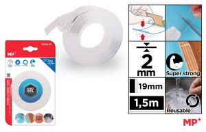 CINTA DE DOBLE CARA TRANSPARENTE 2 MM X 1,5M