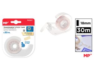CINTA ADHESIVA TRANSPARENTE CON DISPENSADOR 18MM X 30M