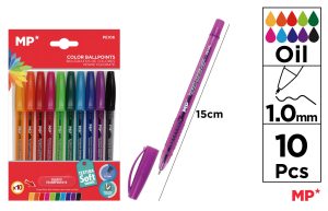 BOLÍGRAFOS 1.0 mm 10 COLORES ESCRITURA SUAVE