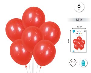 Globos rojos 6 unidades Helio 40 Cm