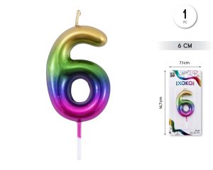 Vela clásica con número de 8,5 cm multicolor Numero 6
