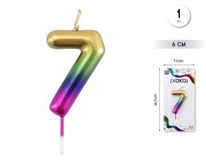 Vela clásica con número de 8,5 cm multicolor Numero 7