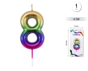 Vela clásica con número de 8,5 cm multicolor Numero 8