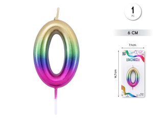 Vela clásica con número de 8,5 cm multicolor Numero 0