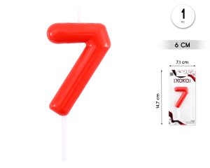 Vela clásica con número de 8,5 cm rojo Numero 7