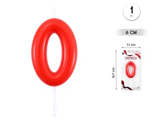 Vela clásica con número de 8,5 cm rojo Numero 0