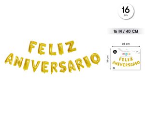GLOBOS FELIZ CUMPLEAÑOS 16 PIEZAS