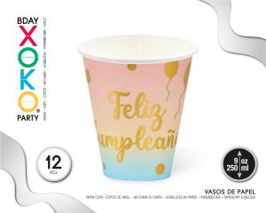 VASOS DE PAPEL 12 UNIDADES FIESTA