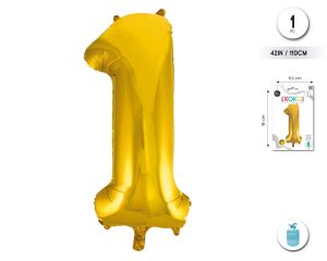 Globo Hinchable con Helio Dorado Numero 1 110 Cm