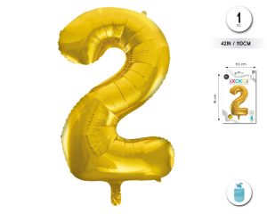 Globo Hinchable con Helio Dorado Numero 2 110 Cm