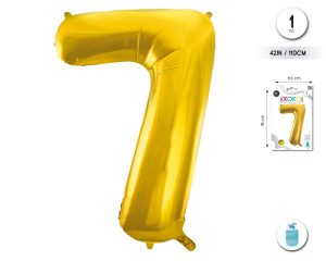 Globo Hinchable con Helio Dorado Numero 7 110 Cm