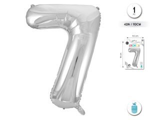 Globo Hinchable con Helio Plata Numero 7 110 Cm