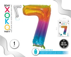 Globo Hinchable con Helio Multicolor Numero 7 110 Cm