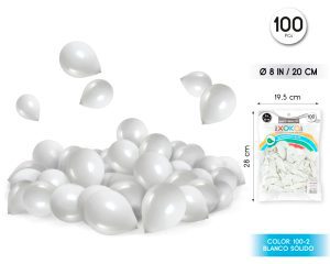 Globos 100 piezas Color Standard Blanco 20 Cm