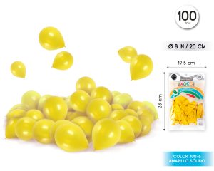 Globos 100 piezas Color Standard Amarillo 20 Cm