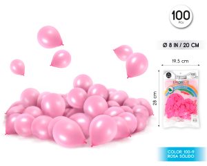 Globos 100 piezas Color Standard Rosa 20 Cm
