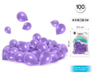 Globos 100 piezas Color Standard Morado 20 Cm