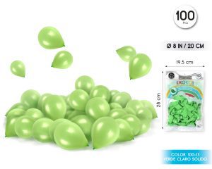 Globos 100 piezas Color Standard Verde Claro 20 Cm