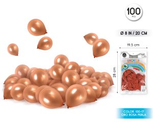 Globos 100 piezas Color Perla 20 Cm Oro Rosa