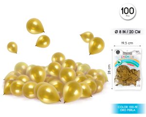 Globos 100 piezas Color Perla 20 Cm Oro