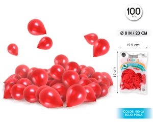 Globos 100 piezas Color Perla 20 Cm Rojo