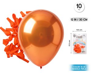 Globos 10 piezas Color Perla  30 Cm Naranja