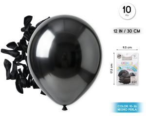 Globos 10 piezas Color Perla  30 Cm Negro
