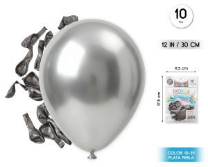 Globos 10 piezas Color Perla  30 Cm Plata