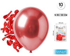 Globos 10 piezas Color Perla  30 Cm Rojo