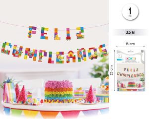 GUIRNALDA DE PAPEL FELIZ CUMPLEAÑOS 3,5 METROS