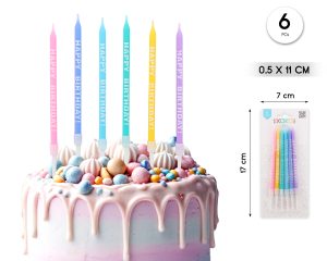 Velas colores surtidos 6 unidades