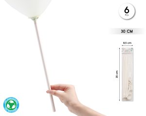 VARILLA PARA GLOBOS 6 UNIDADES 30 CM