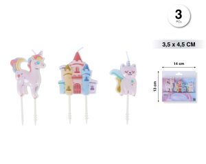 Velas Unicornio 3 piezas
