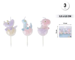 Velas Dino Egg 3 piezas