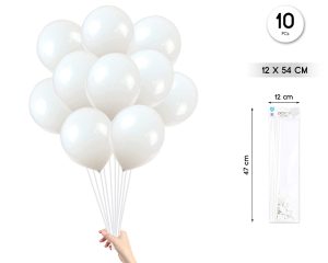 SET DE GLOBOS BLANCO 12 CM 10 PIEZAS