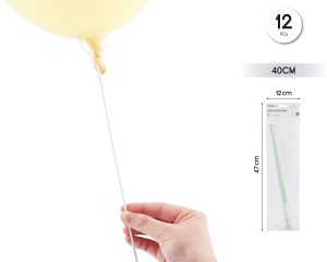 VARILLA PARA GLOBOS 12 UNIDADES 40 CM