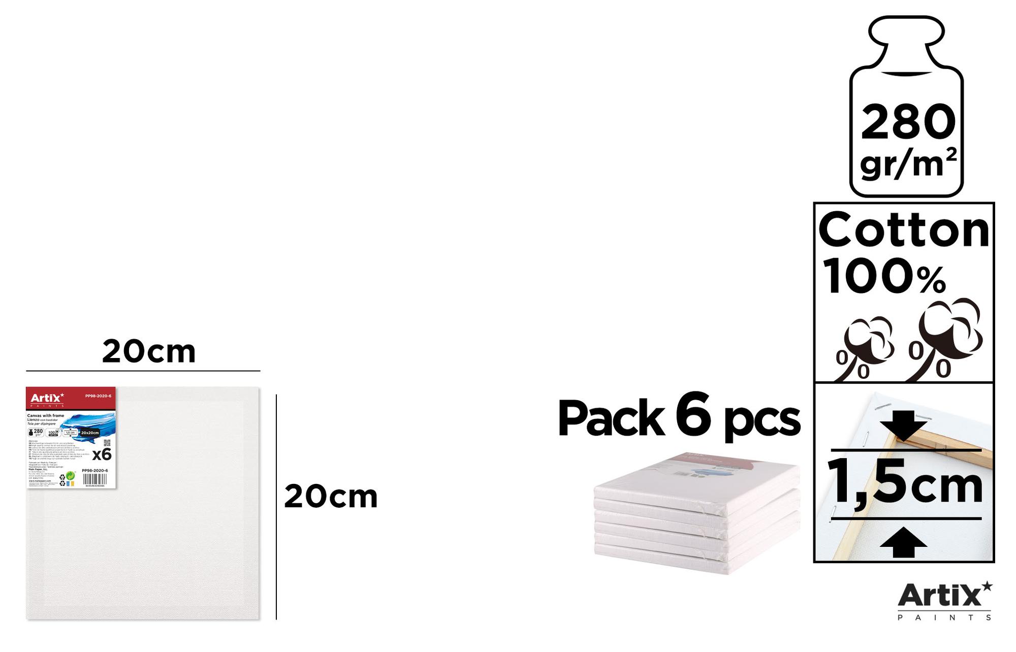 LIENZO 280 g/m² 6 Uds. 20 x 20 cm