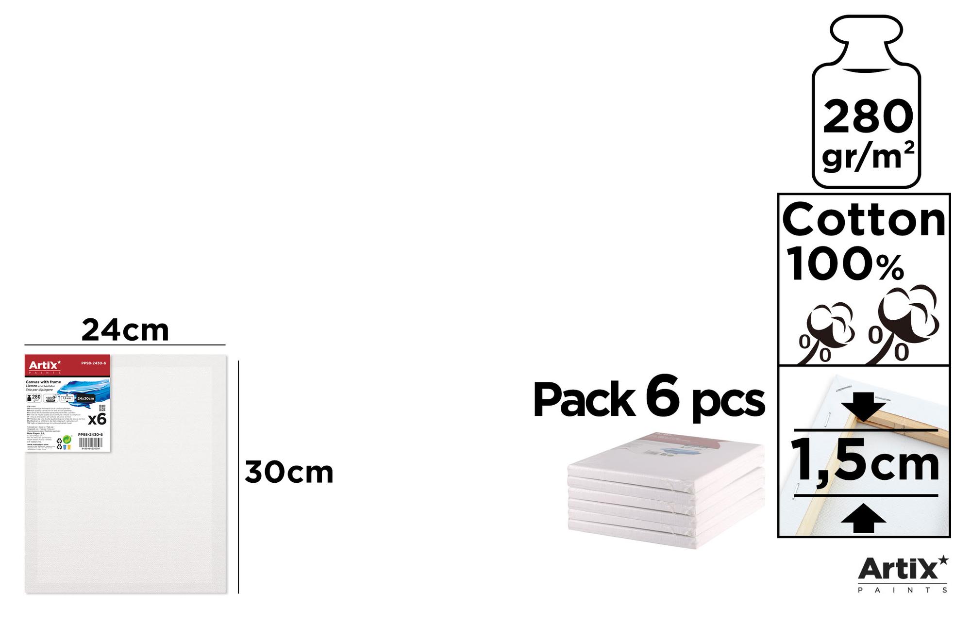 LIENZO 280 g/m² 6 Uds. 24 x 30 cm