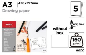 PAPEL DE DIBUJO 5 HOJAS  A3