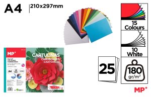 BLOC DE CARTULINA  COLOR A4 25 HOJAS 180 g