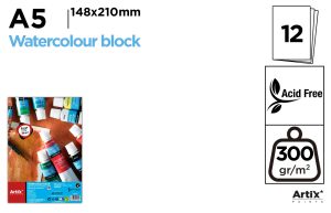 BLOC DE ACUARELA A5 TEXTURA RUGOSA 300 g/m²