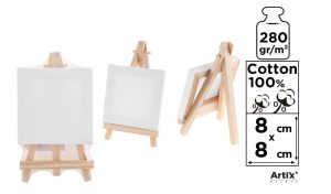 LIENZO MINI CON CABALLETE  280 g/m²  8 x 8 cm