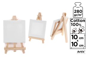 LIENZO MINI CON CABALLETE  280 g/m²  10 x 10cm