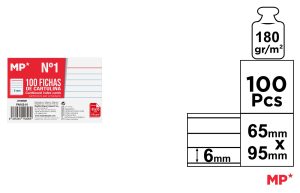 FICHAS CARTULINA RAYADAS  65 x 95 mm 100 UNIDADES