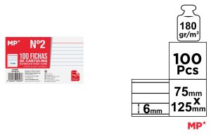 FICHAS CARTULINA RAYADAS  75 x 25 mm 100 UNIDADES