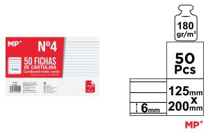 FICHAS CARTULINA RAYADAS  125 x 200 mm 50 unidades