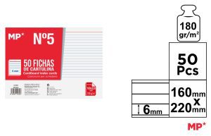 FICHAS CARTULINA RAYADAS 160 x 220 mm 50 unidades
