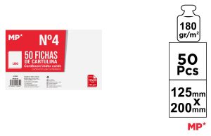 FICHAS CARTULINA LISAS  125 x 200 mm 50 unidades