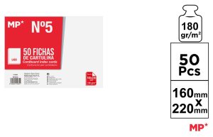 FICHAS CARTULINA LISAS  160 x 220 mm 50 unidades
